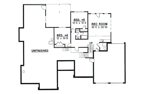 Floor Plan - Lower Floor for Traditional House Plan #67-379 - 5 bed, 3.5 bath