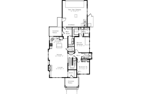 Floor Plan - Main Floor for Craftsman House Plan #434-16 - 4 bed, 3 bath
