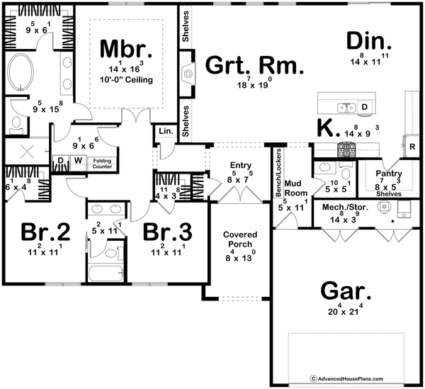 Traditional Floor Plan - Main Floor Plan #455-364