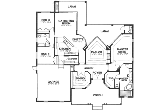 Floor Plan - Main Floor for Farmhouse House Plan #115-178 - 3 bed, 2 bath
