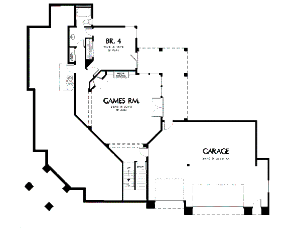 House Blueprint - Floor Plan - Lower Floor Plan #48-298