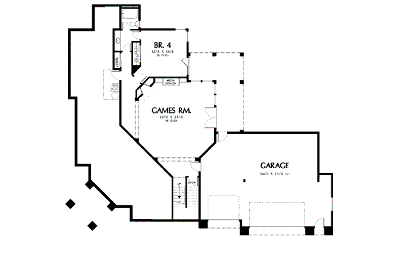 Architectural House Design - Floor Plan - Lower Floor House Plan #48-298 - 4 bed, 3.5 bath