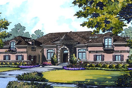 Exterior - Front Elevation for European House Plan #417-445 - 5 bed, 5.5 bath