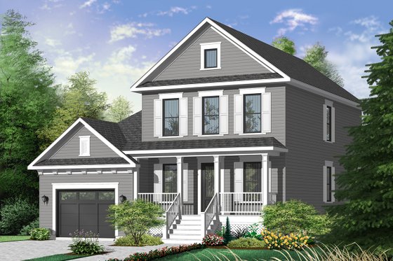 Exterior - Front Elevation 4 for Country House Plan #23-2258 - 3 bed, 1.5 bath