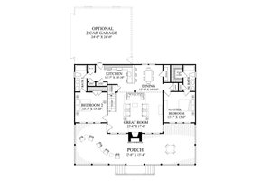 Floor Plan - Main Floor for Cabin House Plan #137-295 - 2 bed, 2 bath