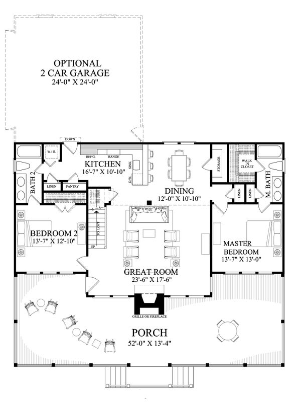 Cabin Style House Plan - 2 Beds 2 Baths 1727 Sq/Ft Plan #137-295