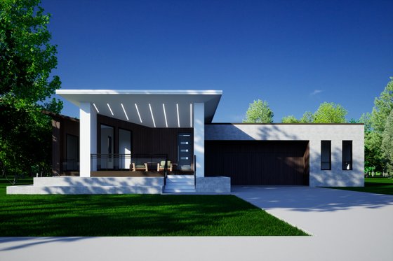 Exterior - Front Elevation 3 for Contemporary House Plan #534-4 - 4 bed, 3 bath