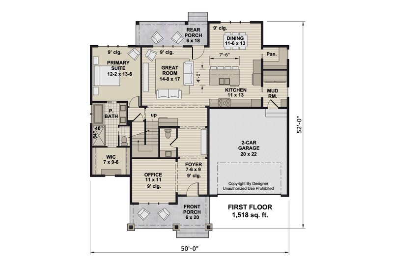 Dream House Plan - Floor Plan - Main Floor for Craftsman House Plan #51-1362 - 4 bed, 3.5 bath