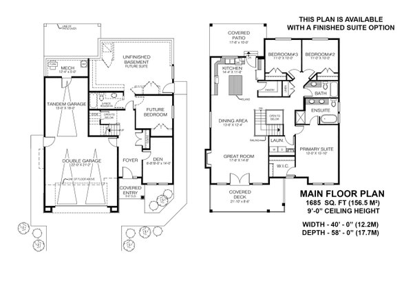 Dream House Plan - Floor Plan - Main Floor for Craftsman House Plan #1100-141 - 3 bed, 2 bath