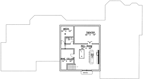 Craftsman Floor Plan - Lower Floor Plan #117-373