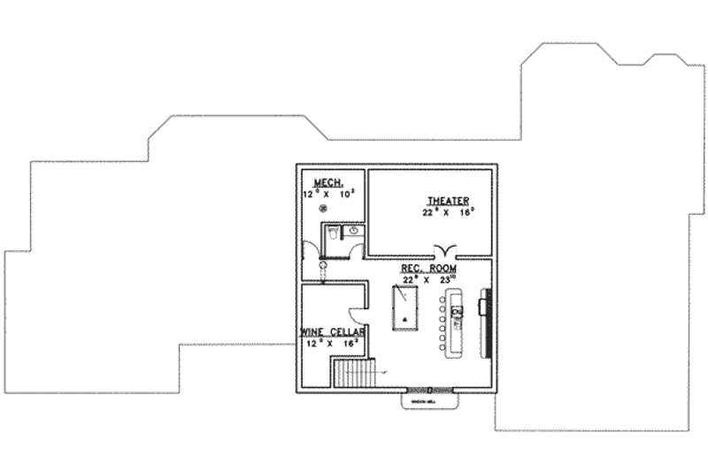 Dream House Plan - Floor Plan - Lower Floor for Craftsman House Plan #117-373 - 4 bed, 4 bath