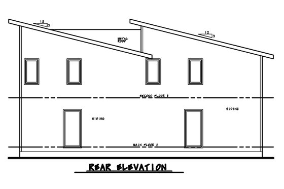 Exterior - Rear Elevation for Contemporary House Plan #20-2557 - 3 bed, 2.5 bath