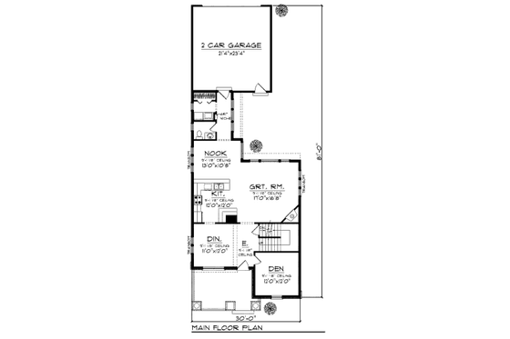 Floor Plan - Main Floor for Craftsman House Plan #70-968 - 3 bed, 2.5 bath