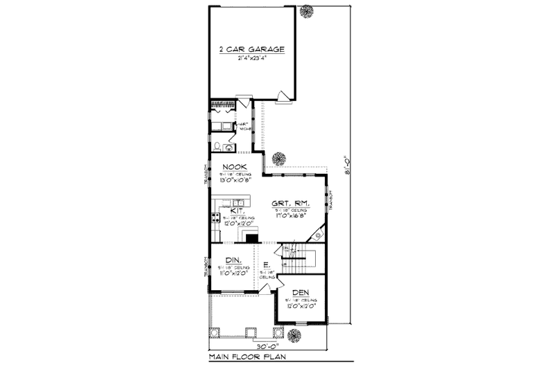 Home Plan - Floor Plan - Main Floor for Craftsman House Plan #70-968 - 3 bed, 2.5 bath