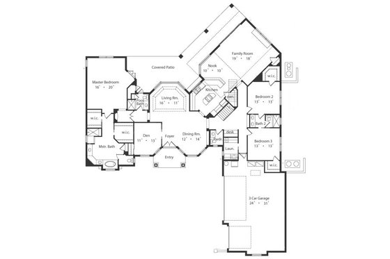 Floor Plan - Main Floor for European House Plan #417-372 - 3 bed, 4.5 bath