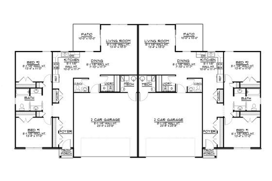 Floor Plan - Main Floor for Craftsman House Plan #1064-324 - 2 bed, 1.5 bath