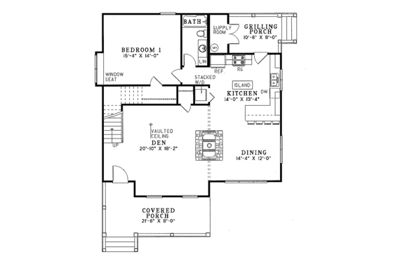 Floor Plan - Main Floor for Country House Plan #17-2022 - 2 bed, 2 bath