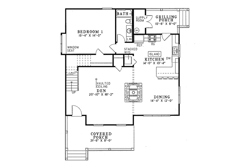 Dream House Plan - Floor Plan - Main Floor for Country House Plan #17-2022 - 2 bed, 2 bath