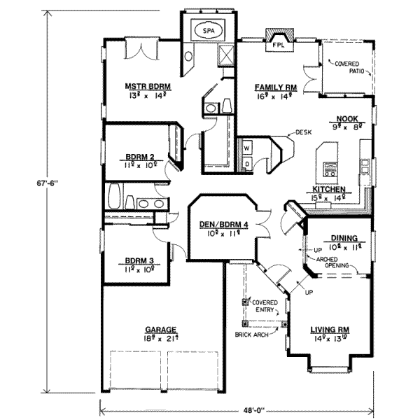 Traditional Style House Plan - 4 Beds 2 Baths 2174 Sq/Ft Plan #319-115