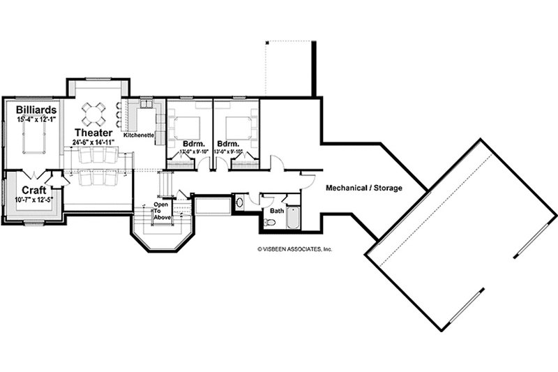 Architectural House Design - Floor Plan - Lower Floor for Farmhouse House Plan #928-456 - 4 bed, 3.5 bath