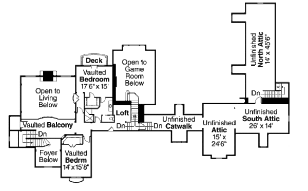 House Blueprint - Craftsman Floor Plan - Upper Floor Plan #124-703