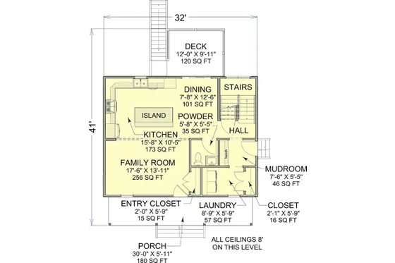 Floor Plan - Main Floor for Colonial House Plan #1116-56 - 3 bed, 2.5 bath