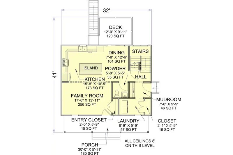 House Blueprint - Floor Plan - Main Floor for Colonial House Plan #1116-56 - 3 bed, 2.5 bath