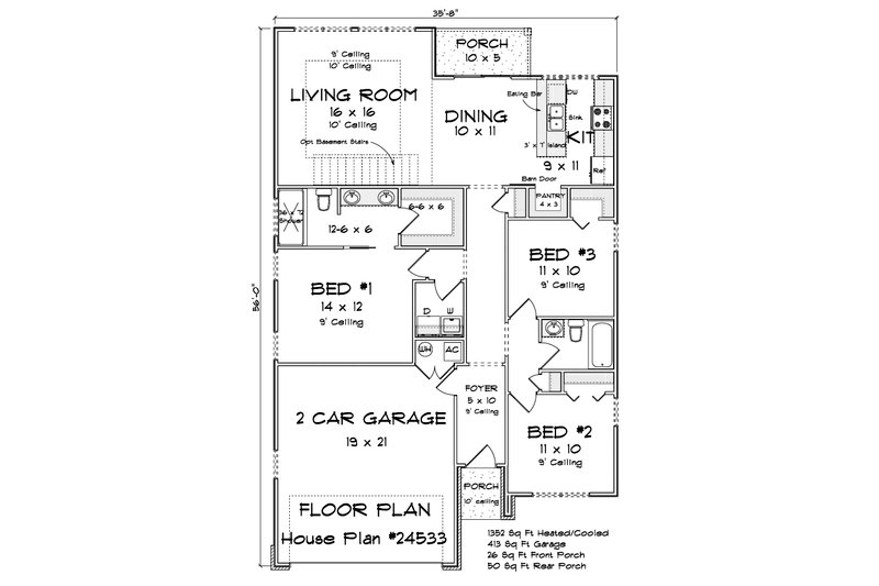Dream House Plan - Floor Plan - Main Floor for Modern House Plan #513-2326 - 3 bed, 2 bath