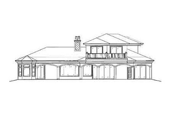 Exterior - Rear Elevation for Mediterranean House Plan #27-272 - 4 bed, 5.5 bath