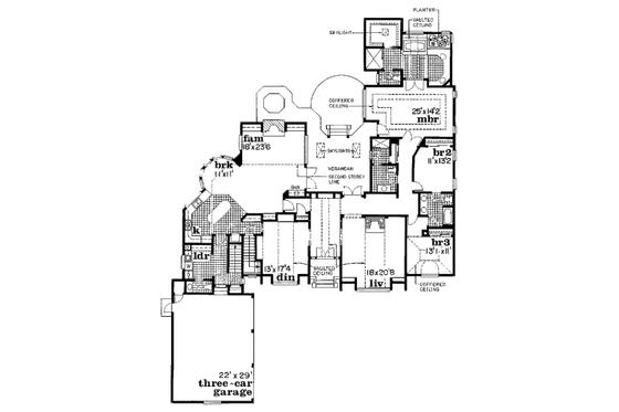 Floor Plan - Main Floor for Craftsman House Plan #47-606 - 3 bed, 3.5 bath