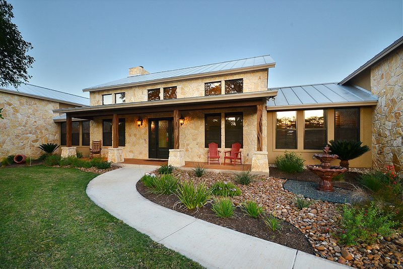 Architectural House Design - Hill Country Ranch Home, Front Elevation photo