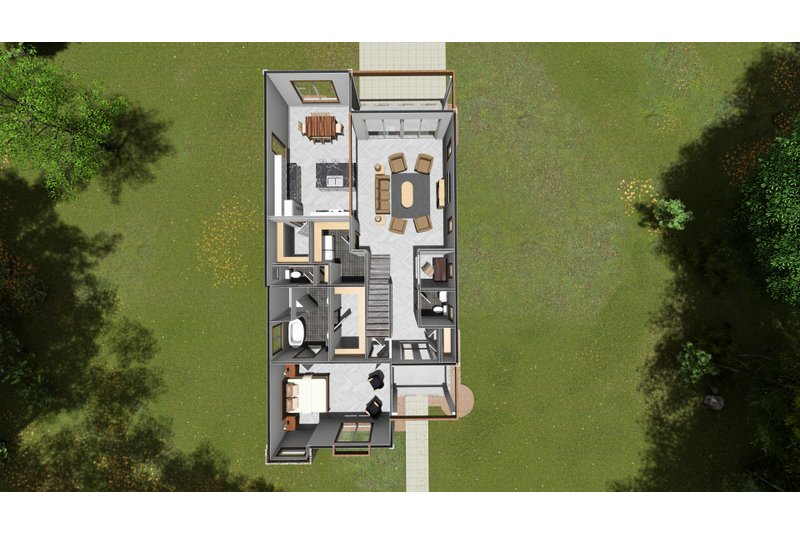 House Blueprint - Floor Plan - Main Floor 1 for Modern House Plan #513-2219 - 3 bed, 2.5 bath
