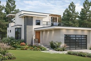 House Plan Design - Exterior - Front Elevation for Modern House Plan #1083-30 - 3 bed, 3.5 bath