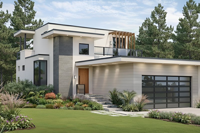 House Plan Design - Exterior - Front Elevation 2 for Modern House Plan #1083-30 - 3 bed, 3.5 bath
