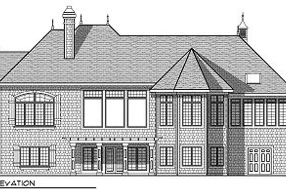 Exterior - Rear Elevation for European House Plan #70-889 - 4 bed, 3.5 bath