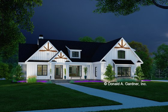 Exterior - Front Elevation 3 for Ranch House Plan #929-1149 - 3 bed, 2 bath
