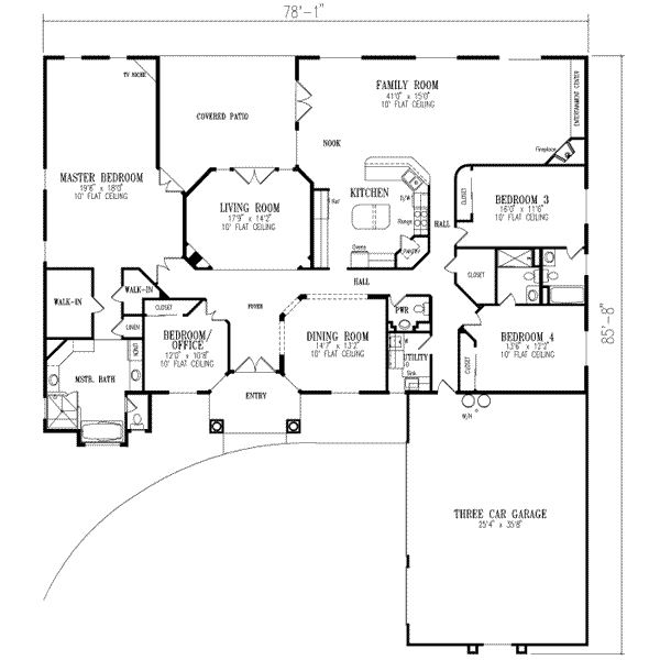Adobe / Southwestern Floor Plan - Main Floor Plan #1-849