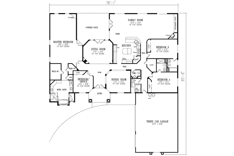 House Plan Design - Floor Plan - Main Floor for Adobe / Southwestern House Plan #1-849 - 4 bed, 3.5 bath