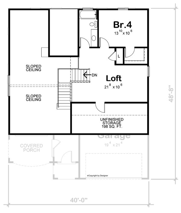 Modern Floor Plan - Upper Floor Plan #20-2488