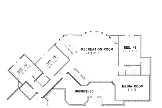 Floor Plan - Lower Floor for Mediterranean House Plan #67-873 - 5 bed, 4.5 bath