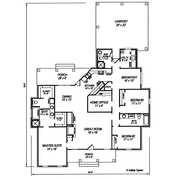 Colonial Floor Plan - Main Floor Plan #14-227