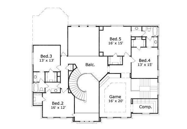 Colonial Floor Plan - Upper Floor Plan #411-809