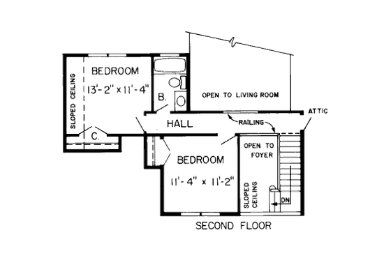 Floor Plan - Upper Floor for Country House Plan #312-529 - 4 bed, 3 bath
