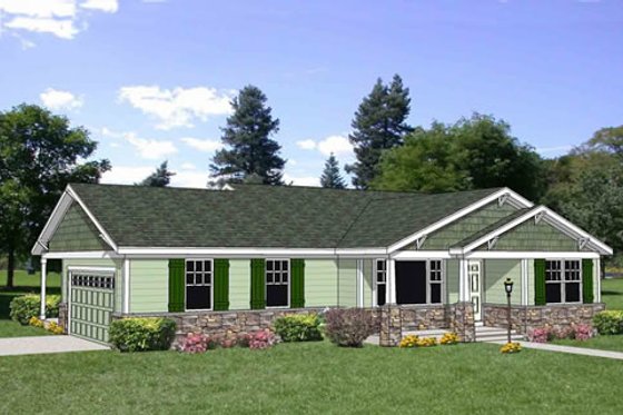 Exterior - Front Elevation for Bungalow House Plan #116-281 - 2 bed, 2 bath