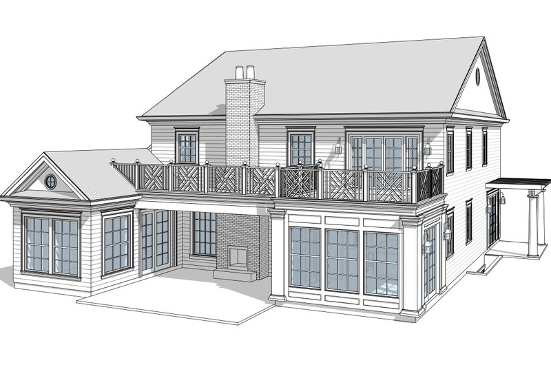House Blueprint - Exterior - Rear Elevation 3 for Traditional House Plan #1114-94 - 4 bed, 3.5 bath