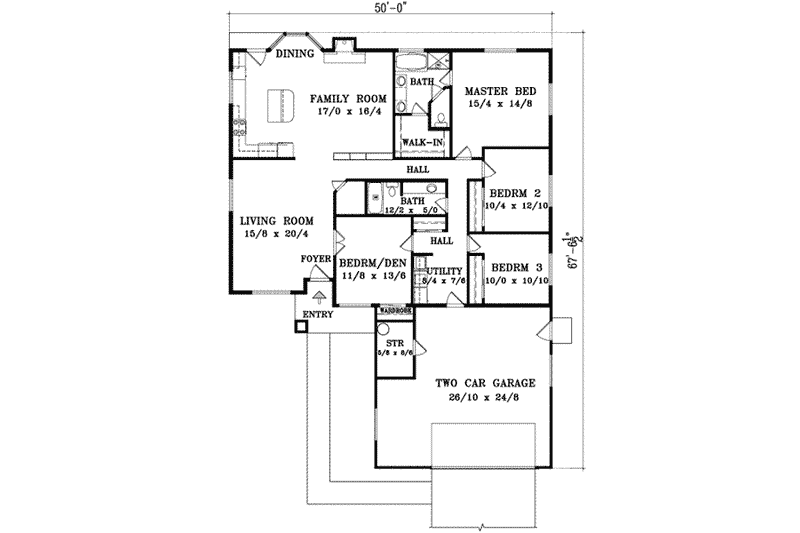 House Plan Design - Floor Plan - Main Floor for Adobe / Southwestern House Plan #1-795 - 4 bed, 2 bath