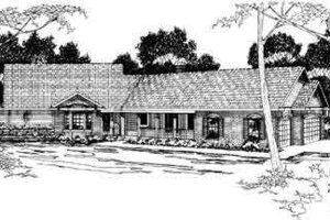 Ranch Exterior - Front Elevation Plan #124-194