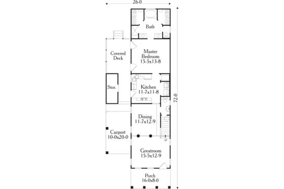 Floor Plan - Main Floor for Cottage House Plan #406-259 - 3 bed, 2.5 bath
