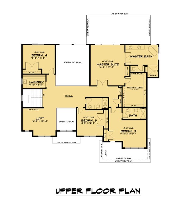House Blueprint - Farmhouse Floor Plan - Upper Floor Plan #1066-213