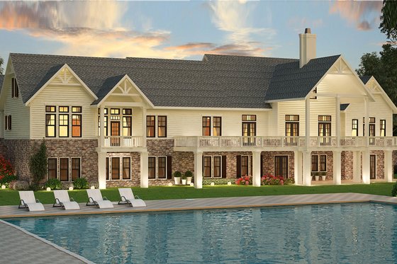 Exterior - Rear Elevation for Ranch House Plan #119-430 - 3 bed, 2.5 bath